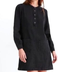 Denim Patch-Pocket Popover Shirtdress in Shrader Wash size XL